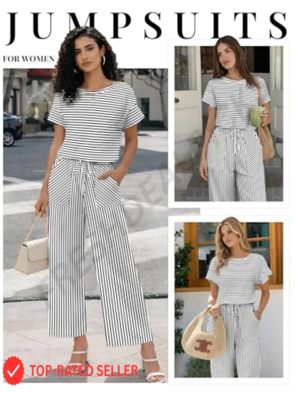 Women's Casual Summer Jumpsuit Short Sleeve One Piece with Pockets